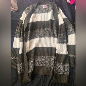 Love Olive and Cream Striped Cardigan